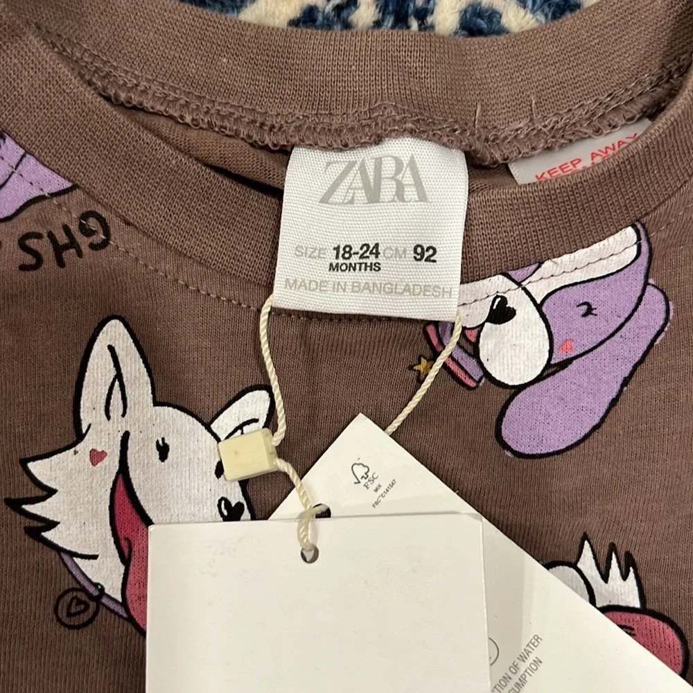 Zara Doggy Long Sleeve Tee 18-24 Months NWT - Picture 3 of 4